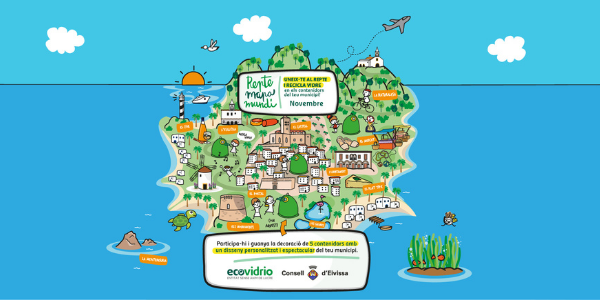 Promovemos el reciclaje de envases de vidrio en Sant Josep de sa Talaia con la iniciativa “Reto Mapamundi”.